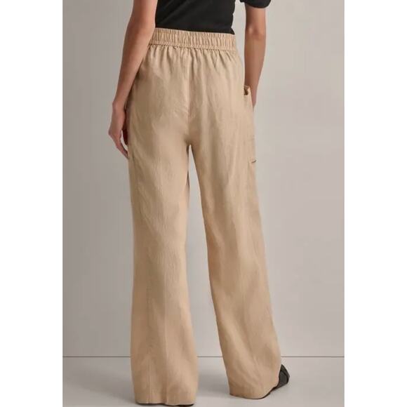 DKNY Pure Linen Drawstring Cargo Pants | Womens XL, sandalwood NEW! - Picture 3 of 12